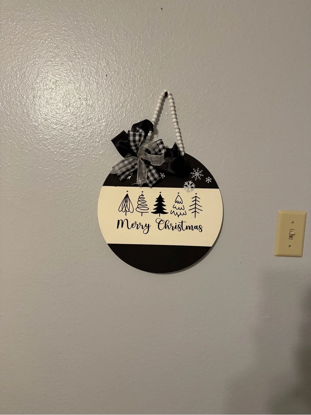 Merry Christmas Black & White Wall Hanging